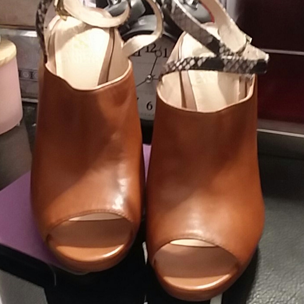 Vince Camuto stiletto with snakeskin ankles straps